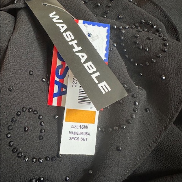 R&M RICHARDS Dress Jacket Party Black Chiffon Sparkly Beaded NWT Sz 16W - Picture 4 of 12